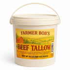 30 lb bulk pail of Farmer Bob's Beef Tallow, 480 oz, for commercial frying and baking