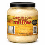 60 oz glass jar of Farmer Bob's beef tallow, 1.70 kg net weight, with barcode label