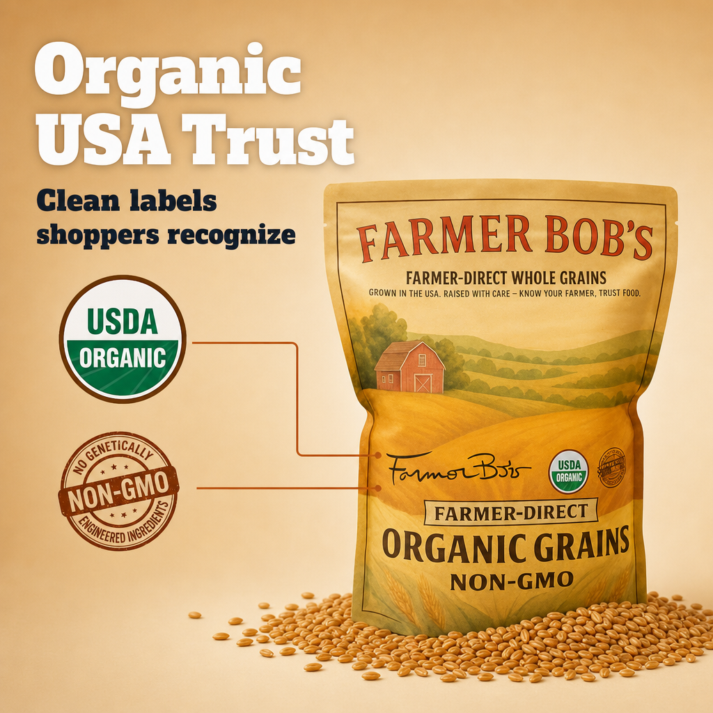 Farmer Bob's Organic Kamut Khorasan Wheat Berries 5 lb - USDA Organic Non-GMO