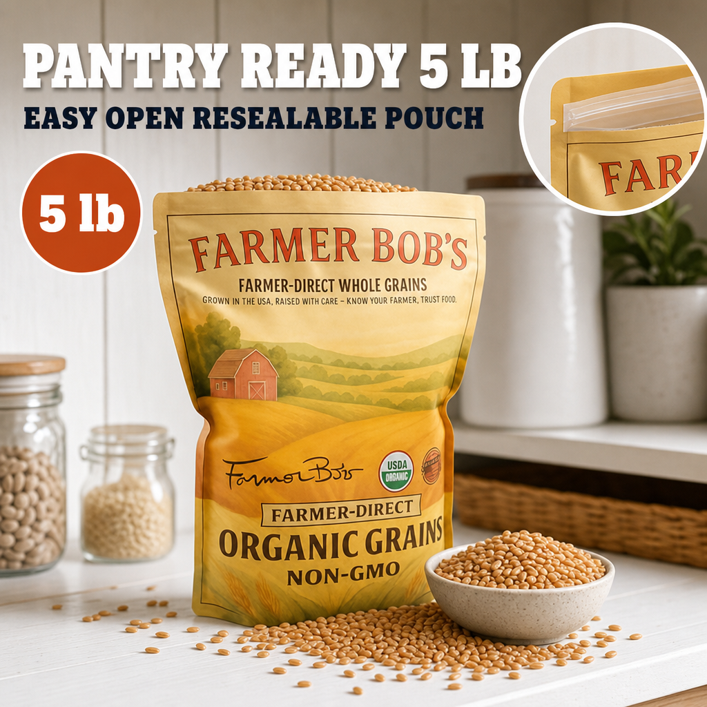 Farmer Bob's Organic Kamut Khorasan Wheat Berries 5 lb - USDA Organic Non-GMO