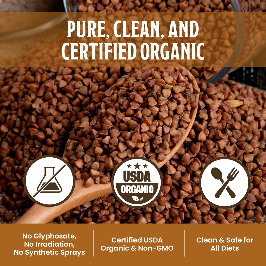 Farmer Bob's Organic Hulled Buckwheat Groats – USDA Organic, Non‑GMO, Farmer‑Direct, Glyphosate‑Free, Gluten‑Free Superfood trigo sarraceno organico Raw Buckwheat Groats Storage Bulk Bag