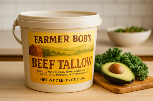Farmer Bob's Beef Tallow for Cooking - Ideal for Deep Frying & Soap Making - Grass Fed - Bulk Cooking & Baking - Natural, Versatile Culinary Fat - Perfect for Kitchens & Home Chefs