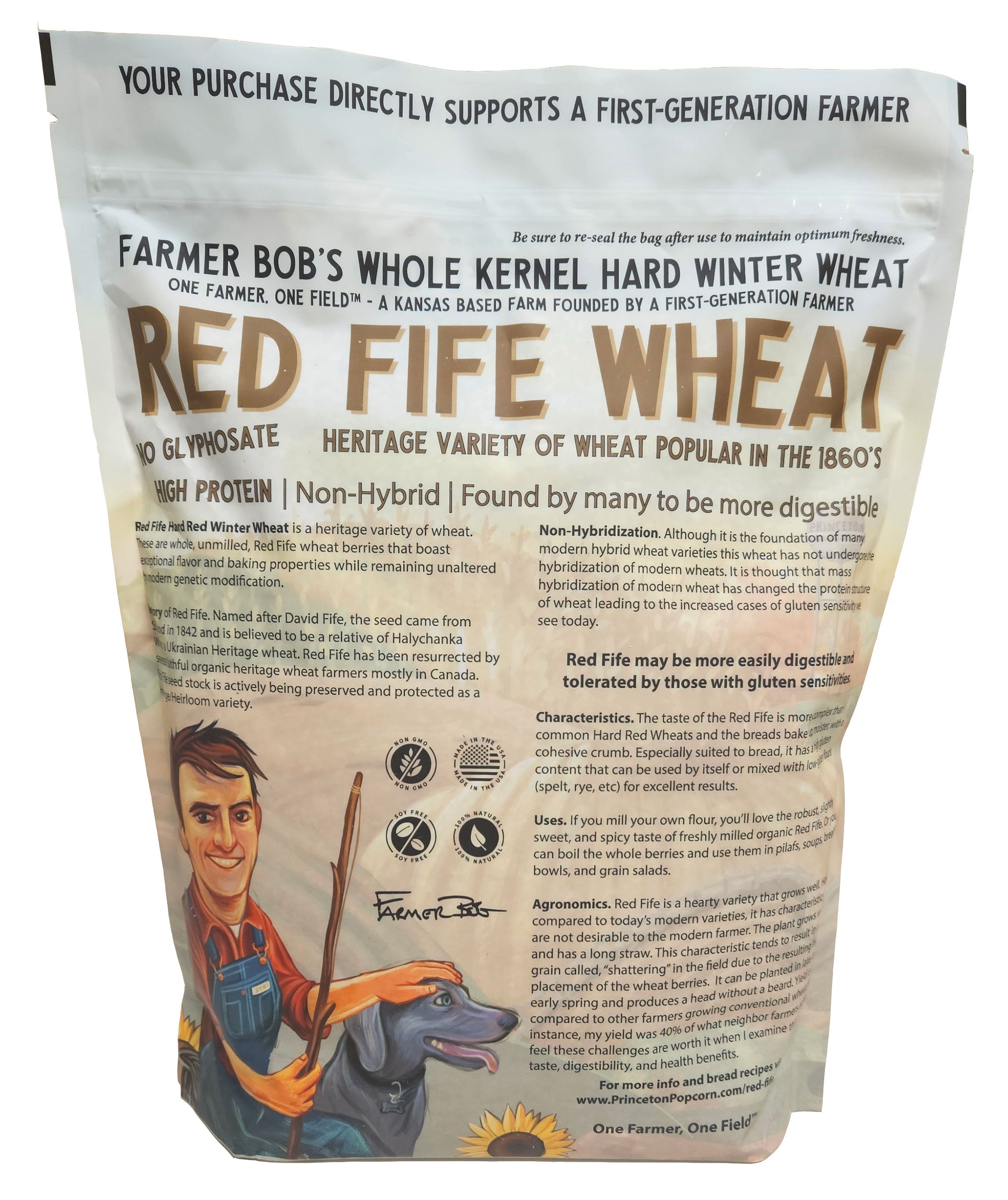 5lb Red Fife Hard Red Winter Wheat Whole Berries Heirloom Non-Hybrid Heritage Wheat No-Glyphosate